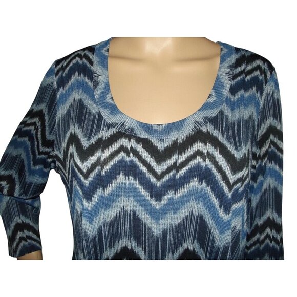 Karen Kane Womens Blue & Black Chevron Print Tunic Top XL - Picture 5 of 10